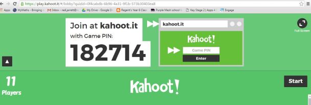Kahoot game for the classroom