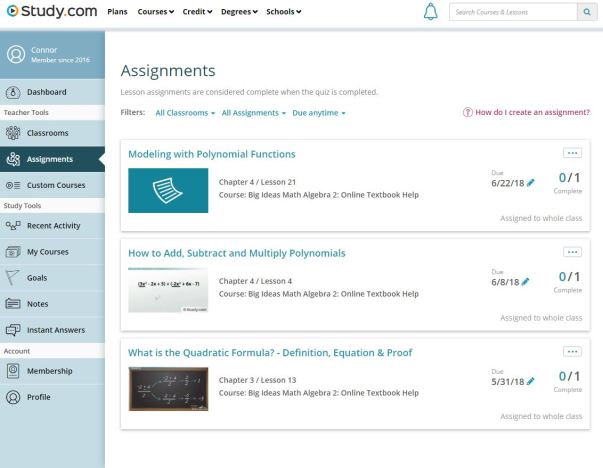 Study.com Virtual Assignments