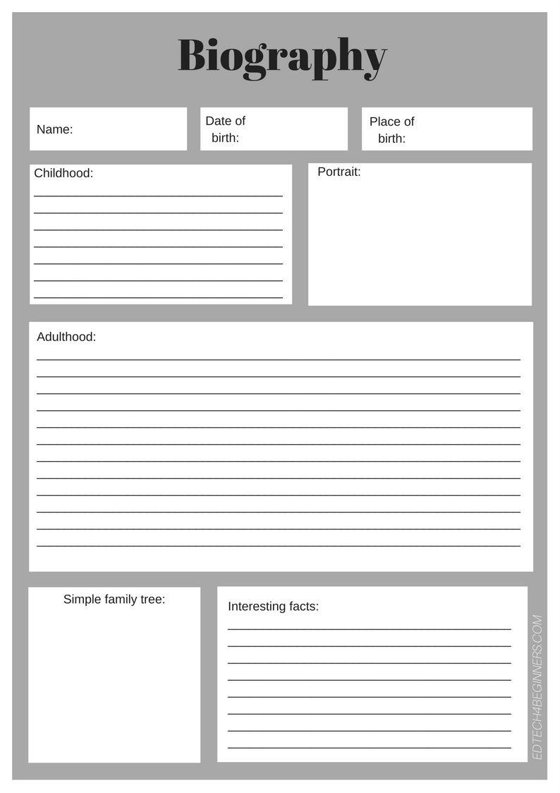 Biography writing template