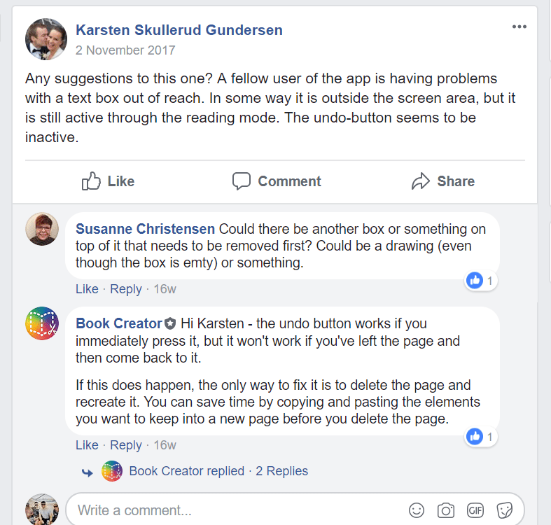 Book Creator - support